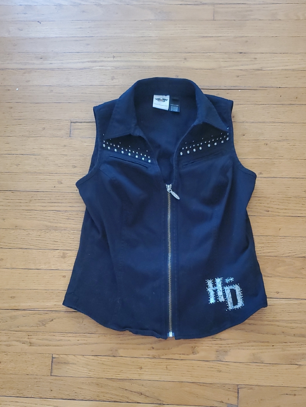 Harley-Davidson Black Studded Zip-Front Women's Vest